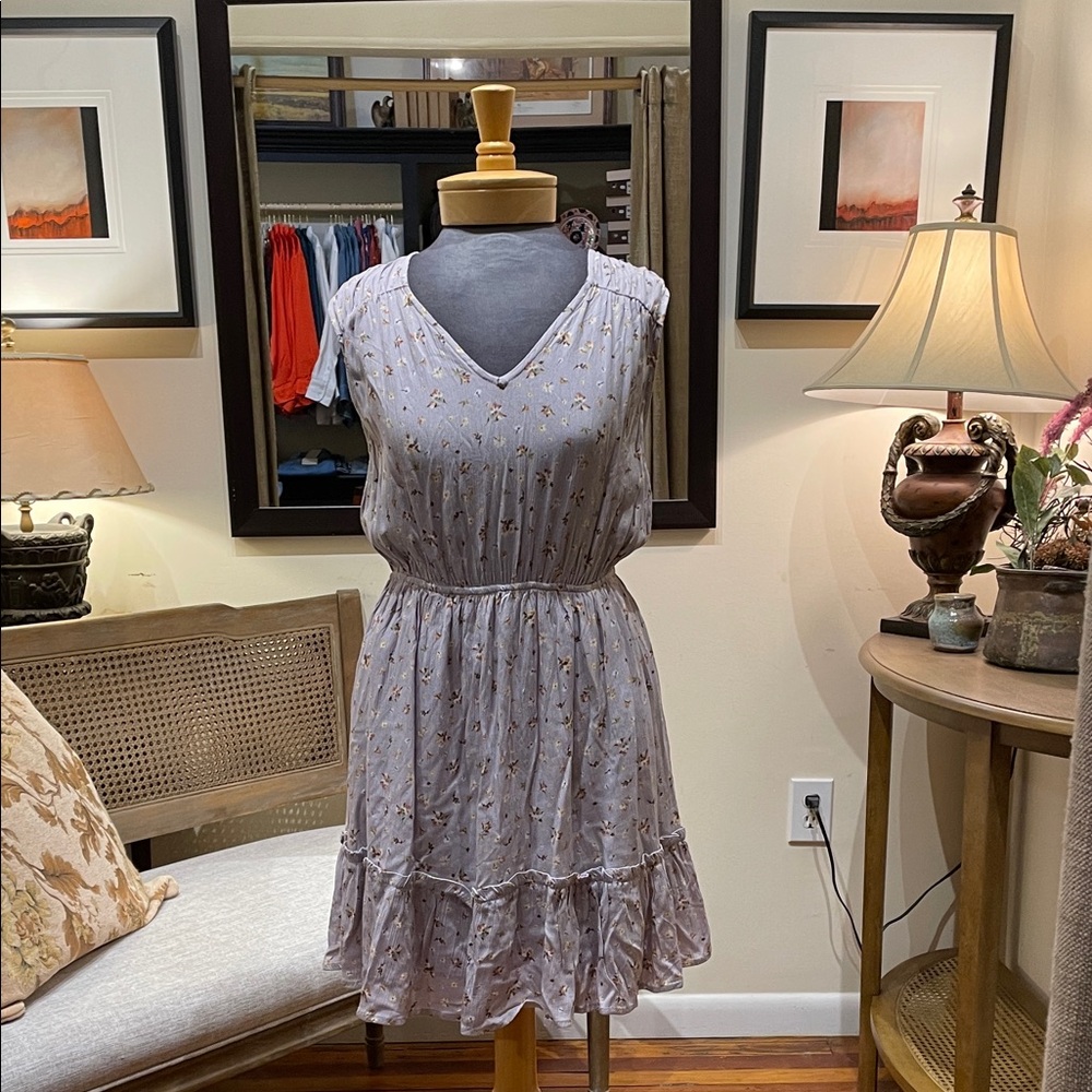 Sleeveless Tie-Back Mini Dress in Lilac Floral
